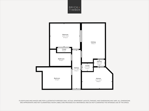 Floor plan for 2 beds, 1 bath, 699 sqft